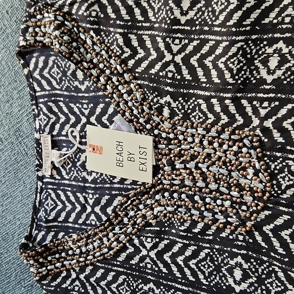 Beach Cover up or just beautiful shirt Bohemian beach Tunic beaded - Picture 2 of 8